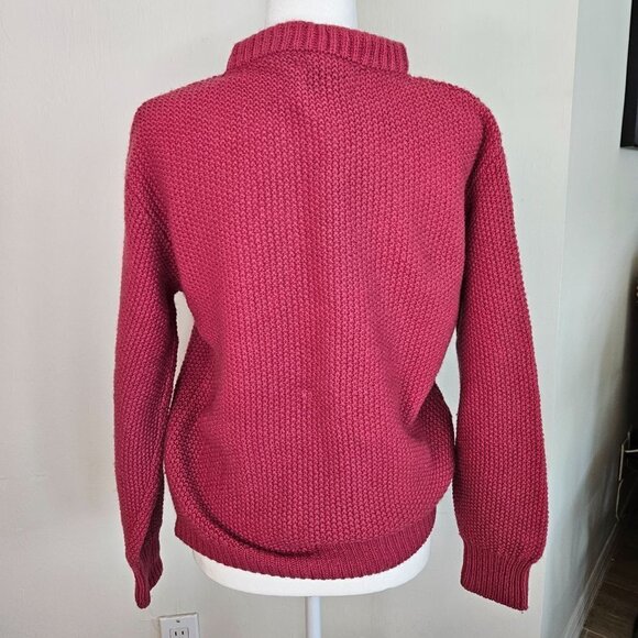 BENETTON Sweater Large Made In Italy Pink Burgundy Shetland Wool Knit - Picture 3 of 6